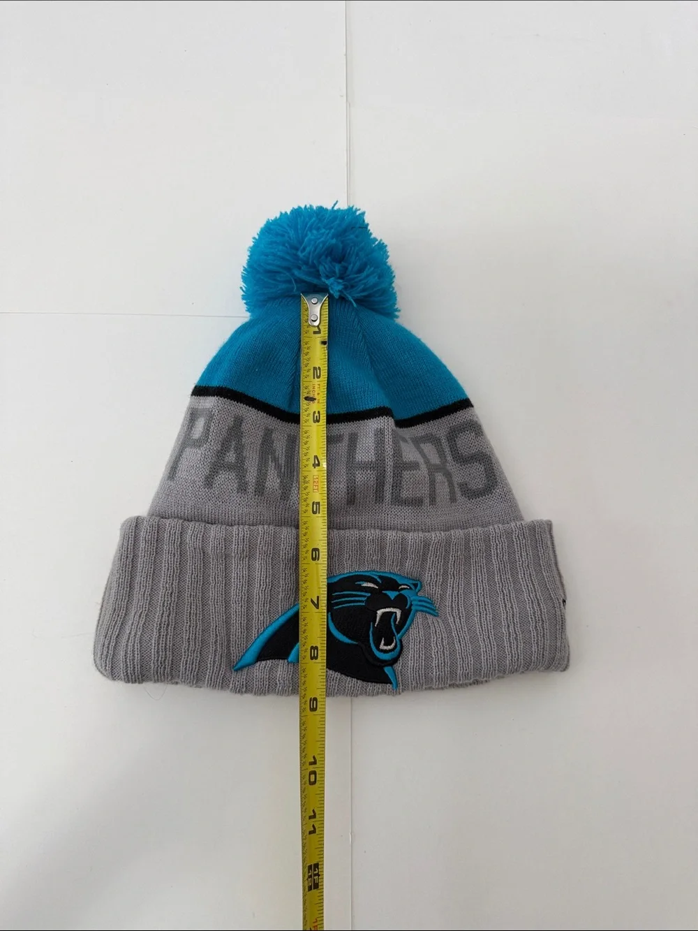 New Era Carolina Panthers NFL Gray and Teal Pom Beanie